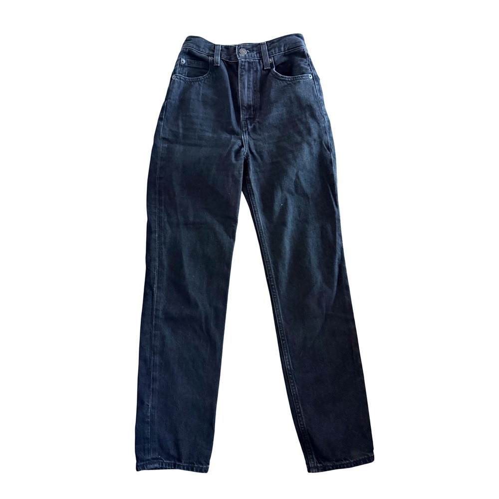 Levi's Premium 70s High Slim Straight Jeans Washed Black Denim Size 23W 29L